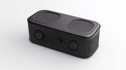 Fototapeta premium Portable black speaker with a modern design isolated on a white background ideal for product advertisements tech showcases and consumer electronics marketing Generative AI