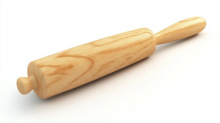 Wooden rolling pin on a white background traditional kitchen tool for baking Generative AI