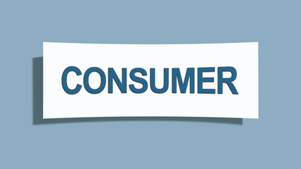 Consumer. A card isolated on blue background.