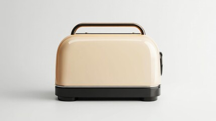 Retro-inspired toaster with a beige finish isolated on a white background perfect for kitchen...