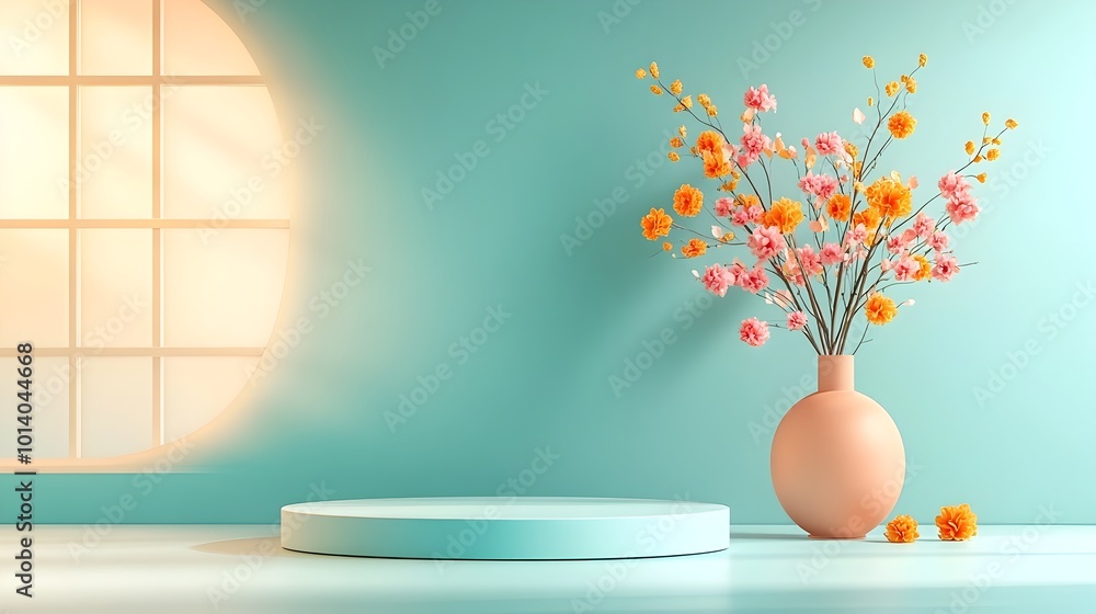Aufkleber elegant 3d studio room with a gradient blue background an empty floor and wall a product podium a sh