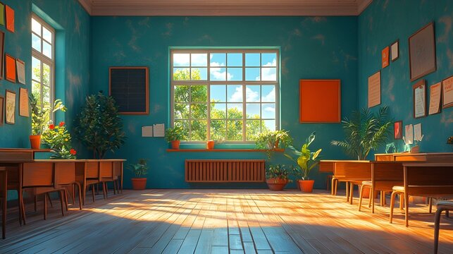 A spacious room filled with numerous tables and chairs arranged for gatherings or meetings.