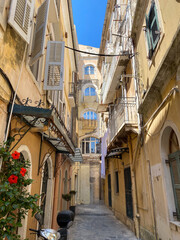 street in the town country greece, corfu, kerkyra