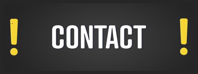 Contact. A blackboard with white text. Illustration with grunge text style.