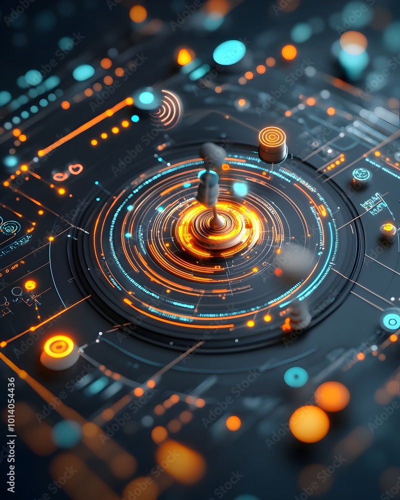 Poster vibrant digital playground filled with swirling data particles playful 3d wireframe structures and f
