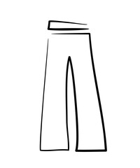 Trousers women style clothes. Fashion jeans icon isolate painted with a brush. Wardrobe trend wide leg