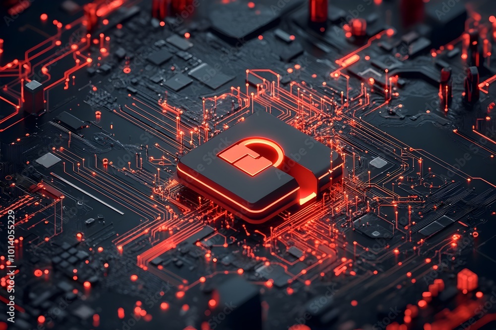 Poster secure global connectivity with detailed padlock symbol overlaying abstract digital world map cinema