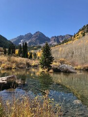 The mountain lake view in autumn