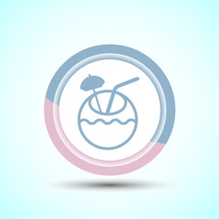 Obraz premium Tropical Drink Icon Design Illustration, Icon For Apps and Websites, Pastel Color Button Design