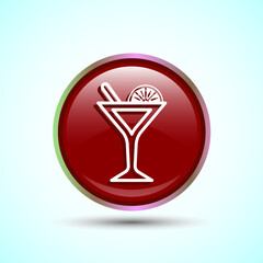 Tropical Drink Icon Design Illustration, Icon For Apps and Websites, Red Color Round Button Design