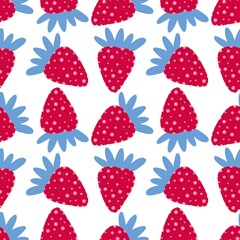 Cartoon summer fruit seamless strawberry pattern for birthday wrapping paper