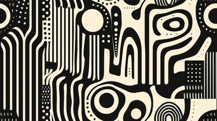 A monochromatic abstract design featuring fluid shapes and patterns, ideal for graphic design and artistic inspiration.