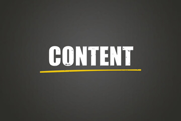 Content. A blackboard with white text. Illustration with grunge text style.