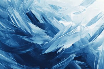 Obraz premium Chaotic, overlapping brush strokes in various shades of blue, forming a dynamic abstract background