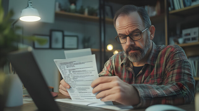 Contribuable attendant avec anxi&eacute;t&eacute; le ch&egrave;que de remboursement apr&egrave;s avoir compl&eacute;t&eacute; la paperasse en ligne