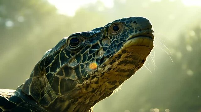closeup view revealslarge ancient turtle inzoo setting beautiful features textures highlighting importance animal huge creature protected park 