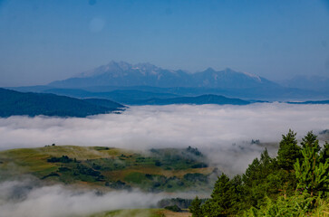 Mountain Peaks Above the Clouds at Dawn