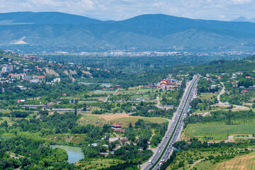 Mtskheta City Overview with Highway