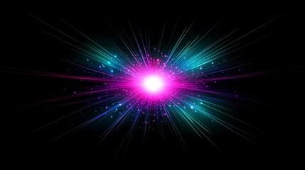Obraz premium Abstract colorful glowing burst of light on a black background.