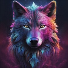 Naklejka premium Wolf Nebulosa Galaxy Design Image
