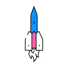 launch rocket line icon vector. launch rocket sign. isolated symbol illustration