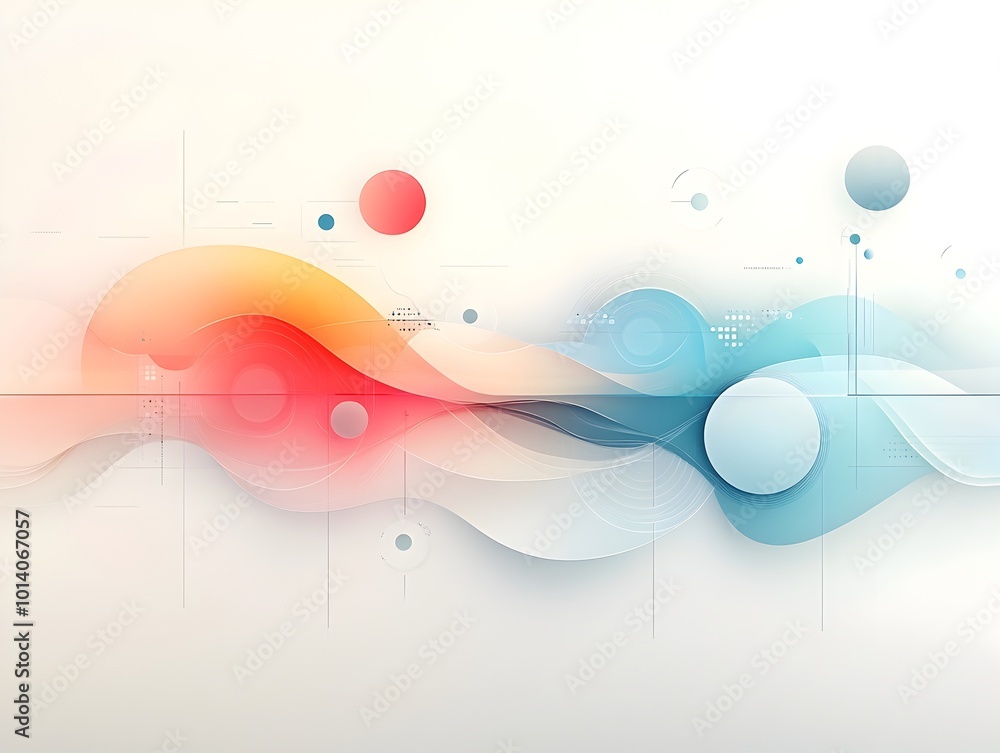 Poster mesmerizing digital landscape with abstract flowing forms geometric patterns and data analysis eleme