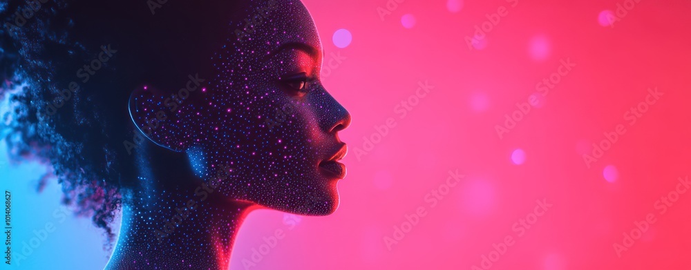 Canvas Prints Glowing  Portrait of a Woman with a Bokeh Background