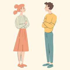 A man talking to his girlfriend illustration