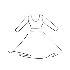 Dress style clothes. Fashion icon isolate painted with brush. Wardrobe trend