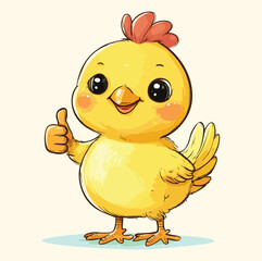A chicken doing thumbs up illustration