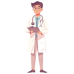 A male doctor with stethoscope illustration