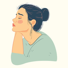A depressed woman illustration