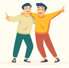 Two men best friend enjoying together concept illustration
