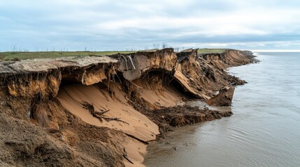 Eroded Riverbank with Muddy Water