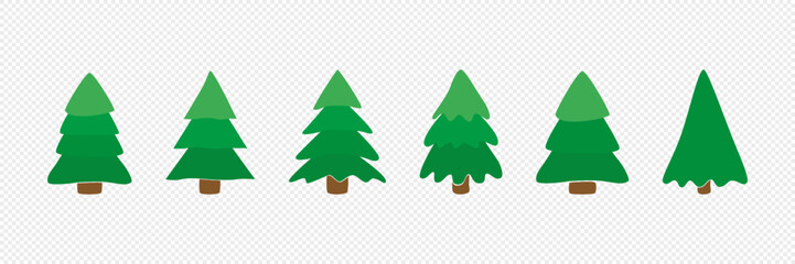 Set of isolated green leaf icons on white background. Abstract natural leaf icons. Elements. Vector illustration.Christmas tree. Christmas. New year. Christmas tree on a white background. Vector.