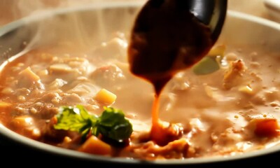 Warm bowl of hearty chili Video