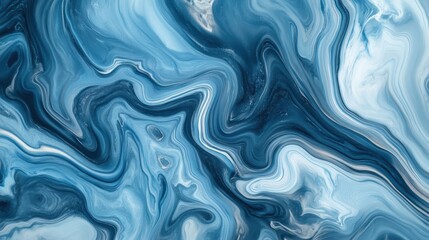 Fototapeta premium Mesmerizing blue and white abstract marble fluid art design