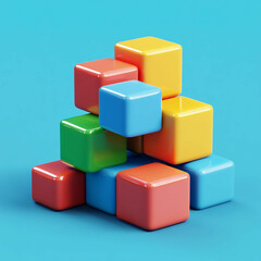 3D Building Blocks Icon: Child's Creative Toy Illustration Logo