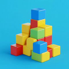 Obraz premium 3D Building Blocks Icon: Child's Creative Toy Illustration Logo