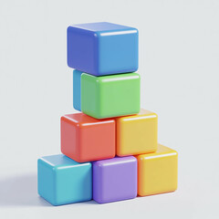 3D Building Blocks Icon: Child's Creative Toy Illustration Logo
