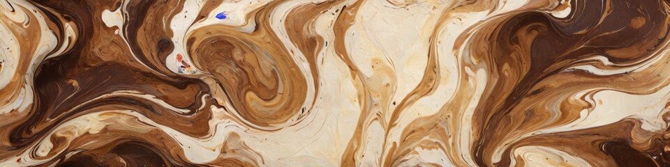 Smooth mocha brown and rich vanilla create a delectable design that embodies the indulgence of coffee desserts with polished lacobel highlights, Generative AI