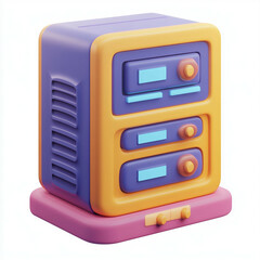 Obraz premium 3D Data Center Icon: Digital Infrastructure Hub Illustration Logo