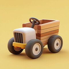 3D Farm Cart Icon: Agriculture and Transport Tool Illustration Logo