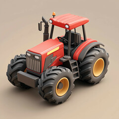 Obraz premium 3D Farmer's Tractor Icon: Agricultural Machinery Illustration Logo
