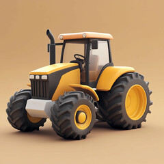 3D Farmer's Tractor Icon: Agricultural Machinery Illustration Logo