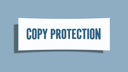 Copy Protection. A card isolated on blue background.