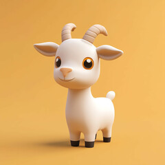 3D Goat Icon: Farm Animal and Livestock Symbol Illustration Logo