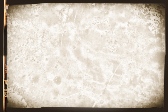 Vintage photo film frame of a middle format camera with sepia photo lens vignette with strong dust and splatters and wet plate technique on transparent background (png image).
