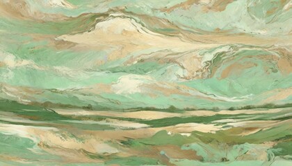 Sandy beige and pale green create a light, airy design that embodies the tranquility of open fields and gentle breezes, Generative AI