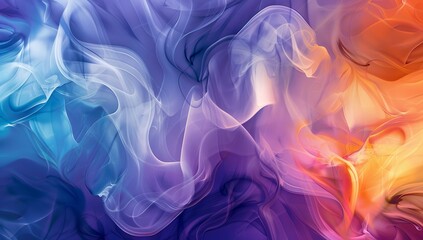 Obraz premium abstract fluid background, smoke clouds, purple blue and orange colors